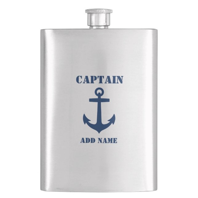 Ihr Name Captain Flask Anchor Flachmann (Vorderseite)