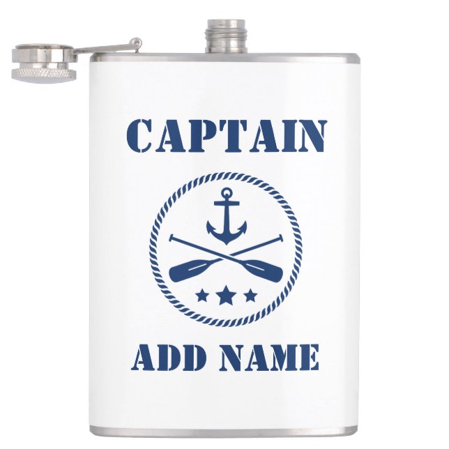 Ihr Name Captain Flask Anchor & Oars Flachmann (Geöffnet)