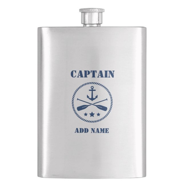 Ihr Name Captain Flask Anchor & Oars Flachmann (Vorderseite)