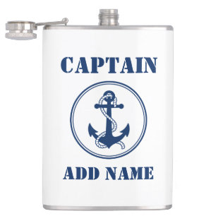Ihr Name Captain Flask Anchor & Rope White Flachmann