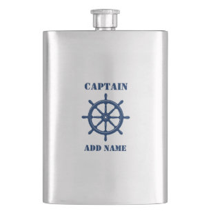 Ihr Name Captain Flask Schiffssteuerrad Steuer Nav Flachmann