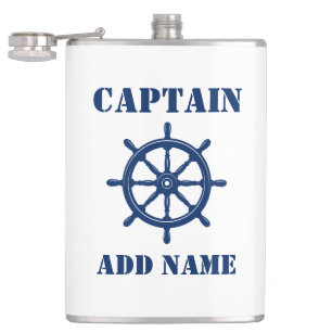 Ihr Name Captain Flask Ships Wheels Helm Flachmann