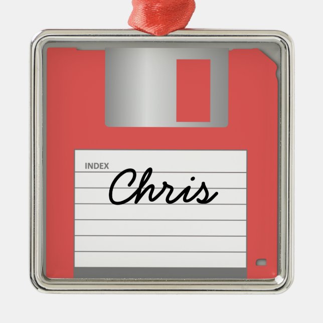 Ihr Name Classic 3.5" Red Floppy Disk Ornament (Vorne)