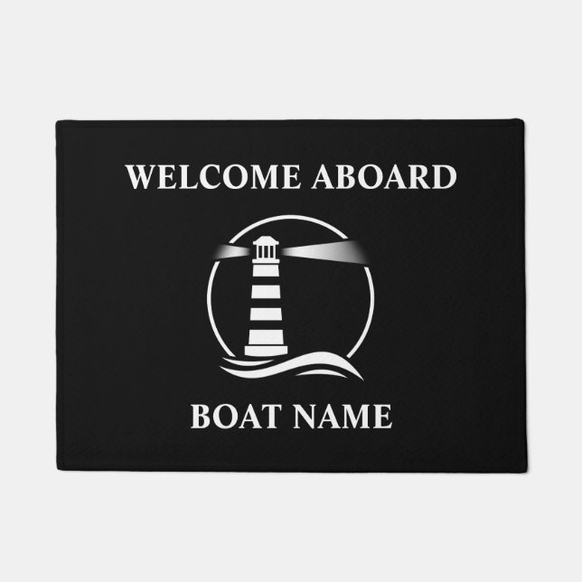 Ihr Name Classic Nautical Lighthouse Willkommen Fußmatte (Vorderseite)