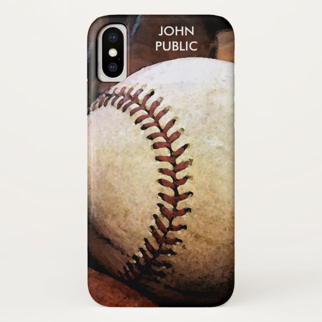Ihr Name Custom Baseball Artwork Case-Mate iPhone Hülle (Rückseite)