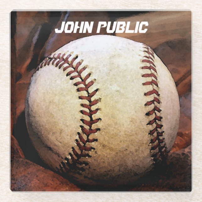 Ihr Name Custom Baseball Artwork Glasuntersetzer (Vorderseite)