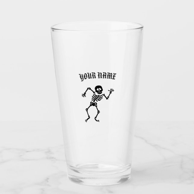 IHR NAME DANCING SKELETON PINT GLASS GLAS (Vorderseite)