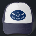 Ihr Name des Schiffes Anker überquerte Oars Truckerkappe<br><div class="desc">Ein Nautical Boat Anker und Crossed Oars mit Ihrem Personalisierten Bootsnamen oder einem anderen Text auf einem klassischen LKW-Hut.</div>