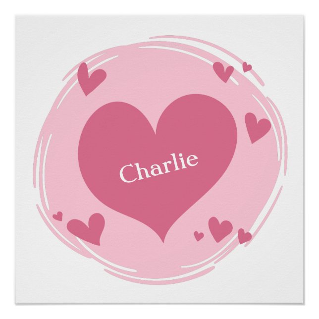 Ihr Name(e) in einem benutzerdefinierten Herz-Post Poster (Vorderseite)