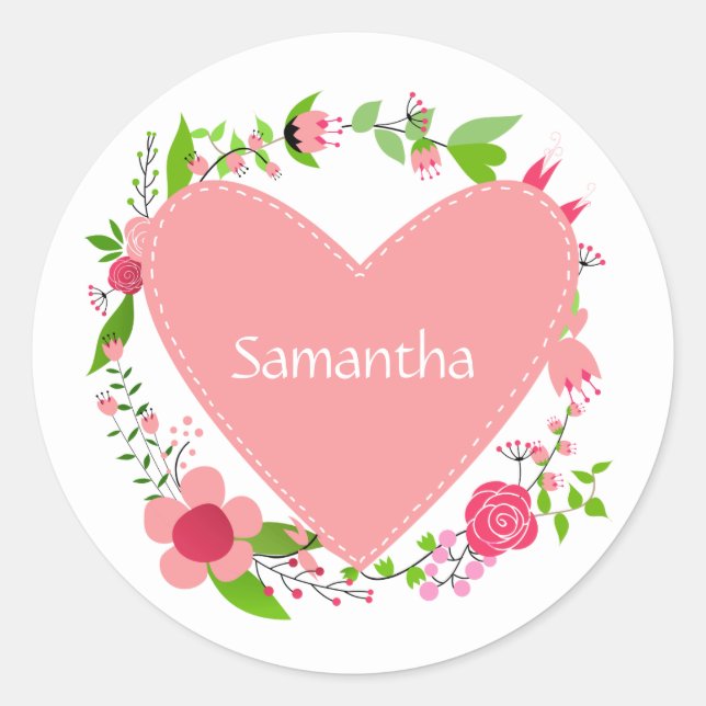 Ihr Name(e) in einem Heart Frame Aufkleber (Vorderseite)