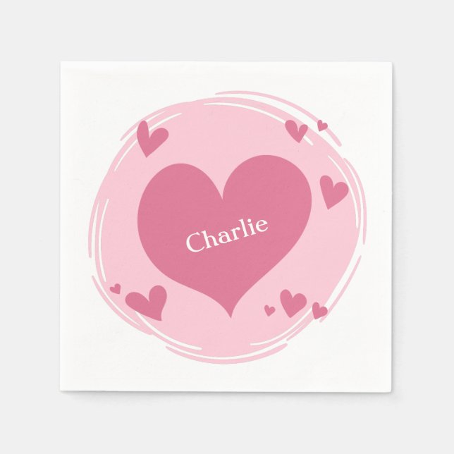 Ihr Name(e) in einem Heart Paper Servietten (Vorderseite)
