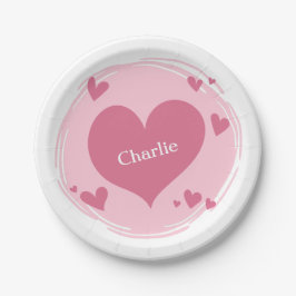 Ihr Name(e) in einem Heart Paper-Teller Pappteller