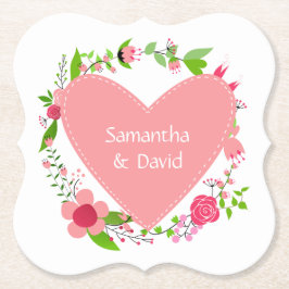 Ihr Name(e) in einem Heart Paper-Untersetzer Untersetzer