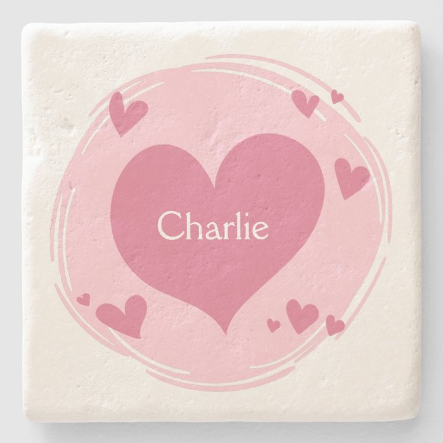 Ihr Name(e) in einem Untersetzer aus Herzsteinen (Vorderseite)