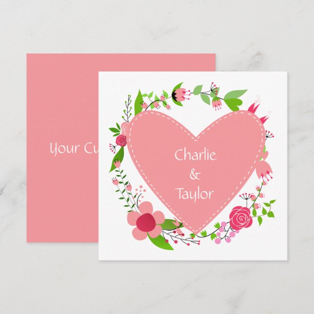 Ihr Name(e) in einer benutzerdefinierten Herzeinla Einladung (Vorne/Hinten)