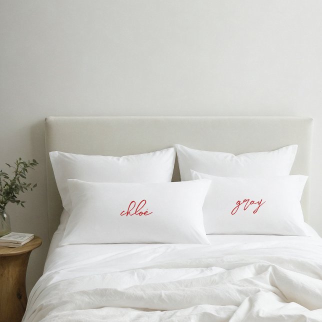 Ihr Name Elegant Red Typografy Script Pillowcase Kissenbezug (Von Creator hochgeladen)