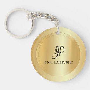 Ihr Name Elegante Imitate Gold Template Monogramm Schlüsselanhänger