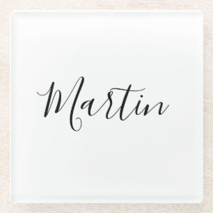 Ihr Name   Elegante Schrift Glasuntersetzer