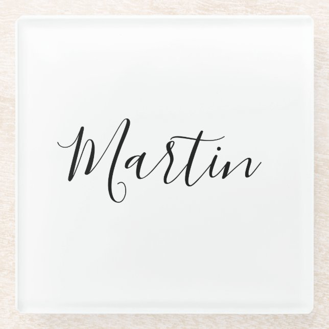 Ihr Name | Elegante Schrift Glasuntersetzer (Vorderseite)