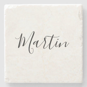 Ihr Name   Elegante Schrift Steinuntersetzer