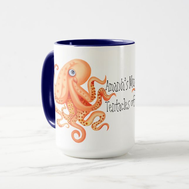 Ihr Name entakelt von niedlichem Orangenktopus Tasse (Vorderseite Links)