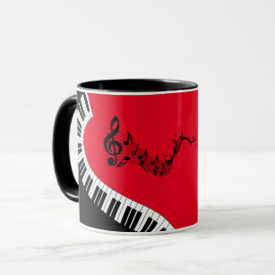 Ihr Name/Farbe Roter Treble Clef Klavier Schlüssel Tasse
