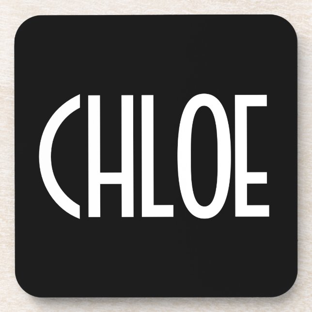 Ihr Name, fett weißer Text | Schwarz Getränkeuntersetzer (Vorderseite)
