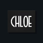 Ihr Name, fett weißer Text | Schwarz Leinwanddruck<br><div class="desc">Augenfaszinierend und modern.</div>