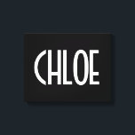 Ihr Name, fett weißer Text | Schwarz Leinwanddruck<br><div class="desc">Augenfaszinierend und modern.</div>