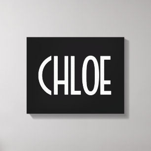 Ihr Name, fett weißer Text   Schwarz Leinwanddruck