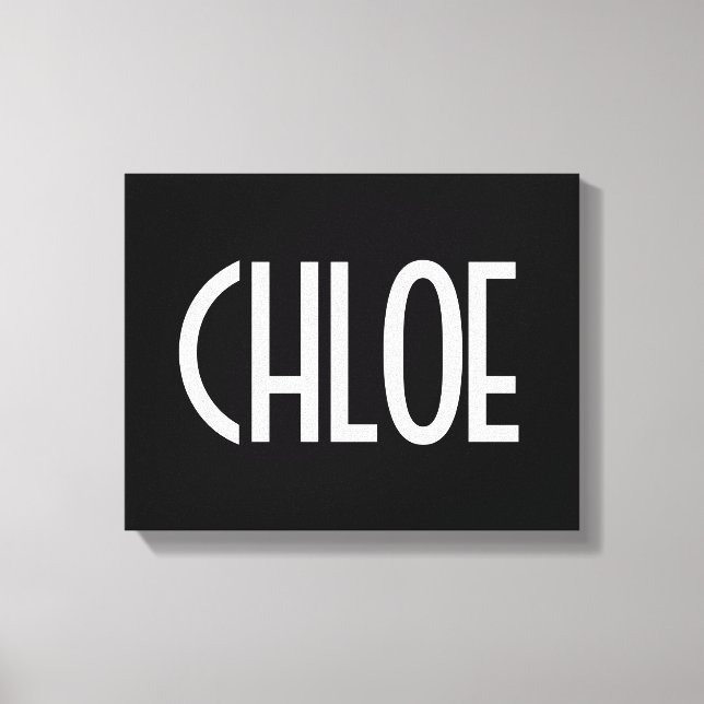 Ihr Name, fett weißer Text | Schwarz Leinwanddruck (Vorderseite)