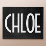 Ihr Name, fett weißer Text | Schwarz Puzzle<br><div class="desc">Augenfaszinierend und modern.</div>