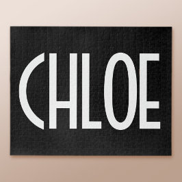Ihr Name, fett weißer Text | Schwarz Puzzle