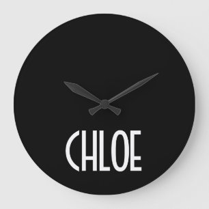 Ihr Name, Fetter Weißer Text Schwarz Große Wanduhr