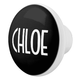 Ihr Name, Fetter Weißer Text Schwarz Keramikknauf