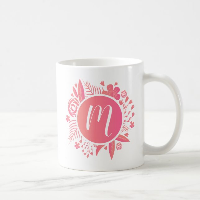 Ihr Name | Floral Monogramm Kaffeetasse (Rechts)