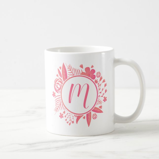 Ihr Name | Floral Monogramm Kaffeetasse (Rechts)