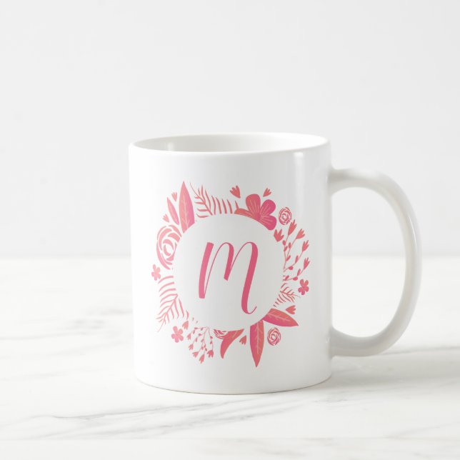 Ihr Name | Floral Monogramm Kaffeetasse (Rechts)
