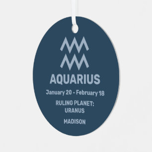 IHR Name & Foto Zodiac Sign Aquarius Ornament Aus Metall