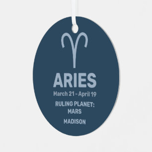 IHR Name & Foto Zodiac Sign Aries Ornament Aus Metall