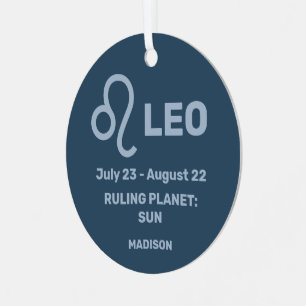 IHR Name & Foto Zodiac Sign Leo Ornament Aus Metall