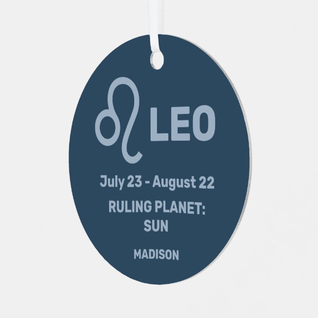 IHR Name & Foto Zodiac Sign Leo Ornament Aus Metall (Vorderseite links)