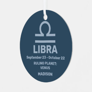 IHR Name & Foto Zodiac Sign Libra Ornament Aus Metall