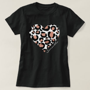 Ihr Name Herz Leopard Geparden Tiermuster T-Shirt