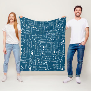 Ihr Name & Herz Ozeanblau romantisch Fleecedecke