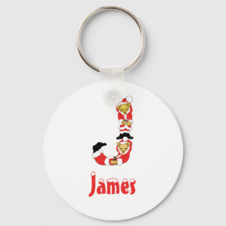 Ihr Name hier! Custom Letter J Teddy Bear Santas Schlüsselanhänger