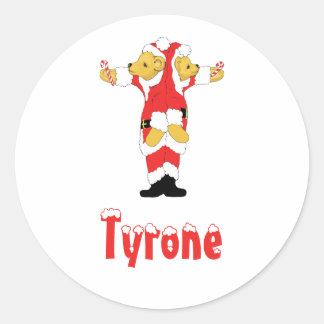 Ihr Name hier! Custom Letter T Teddy Bear Santas Runder Aufkleber