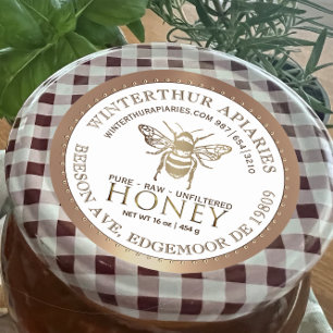Ihr Name hier Editable Gold Honey Jar Bee Label Runder Aufkleber