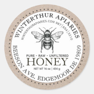 Ihr Name hier Editable Kraft Honey Jar Bee Label Runder Aufkleber