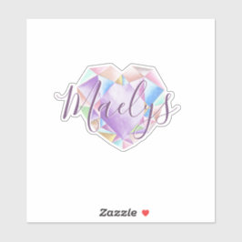 Ihr Name hier Niedlich Pastel Rainbow Heart Diamon Aufkleber